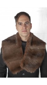 Dark brown polecat fur collar - unisex